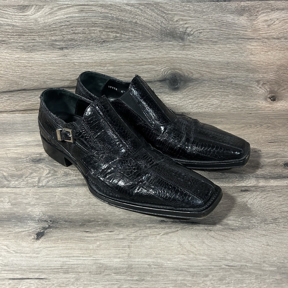 Cesare Paciotti Italy Mens 6.5/UK  7-7.5US Snakeskin Leather Loafers Dress Shoes